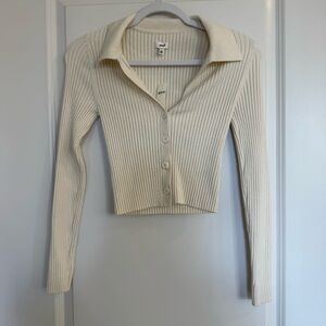 Aerie Ribbed Knit Button-front Polo Cardigan-NWT